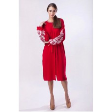 Dress embroidered in red color Tree of life