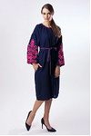 Vyshyvanka dress with pink Tree of Life embroidery
