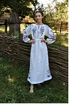 Женская вышиванка платье зеленое Ева (Птаха)