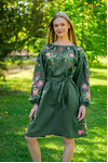 Women's embroidered dress green Eva