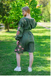Women's embroidered dress green Eva