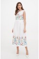 Dress linen long white embroidered shirt Vitalina