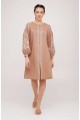 Dress linen long beige embroidered Assol