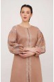 Dress linen long beige embroidered Assol