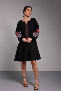 Phoenix, black embroidered dress