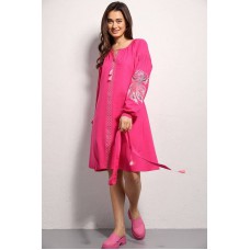 Феникс, платье-вышиванка розового цвета