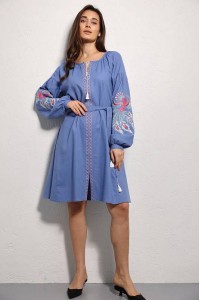 Dress embroidered shirt for women in blue color Phoenix