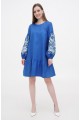 Dress embroidered short blue Roman