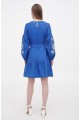 Dress embroidered short blue Roman