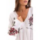 Autumn rose, women's white dress with embroidery