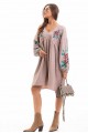 Autumn rose, women's cappuccino dress with embroidery