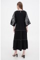 Long black linen dress with new Boyana embroidery