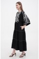 Long black linen dress with new Boyana embroidery