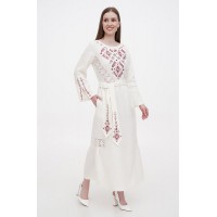Сукня лляна довга вишиванка бежева Роксана