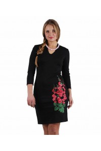 Knitted women's dress with Malva embroidery. 44 size