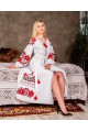 Parisian bouquet, white dress with red embroidery