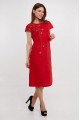 Velina, women's embroidered dress, red linen