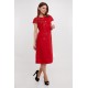 Velina, women's embroidered dress, red linen