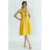 Купити Meadow. embroidered linen yellow dress  в Крамниці вишитого одягу