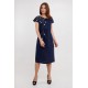 Velina, women's embroidered dress, dark blue linen