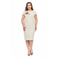 Купити Diana, (linen stretch beige) women's embroidered dress  в Крамниці вишитого одягу