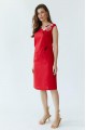 Oriental flower, sleeveless dress, red linen