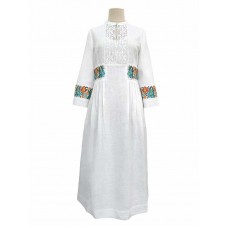 Сусанна, довга вишивана сукня з льону, вишиванка сукня, колір білий