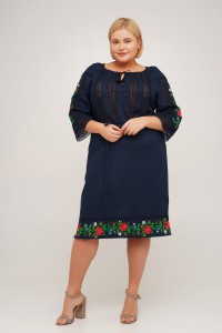 Dark blue embroidered dress Orzhitsya