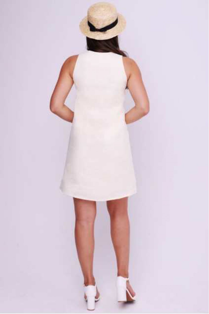 Snowy, women's embroidered dress with short sleeves