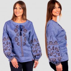 Kvitoslava, women's blue embroidered shirt