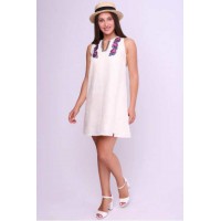 Snowy, women's embroidered dress with short sleeves