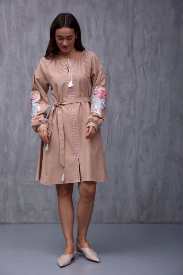 Сукня-вишиванка корічнового кольору ФеніксDress-embroidered shirt of chestnut color Phoenix