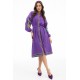 Birds, embroidered dress with long sleeves, purple