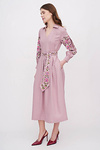 Festive pink linen dress with embroidery "Pelagia" 2