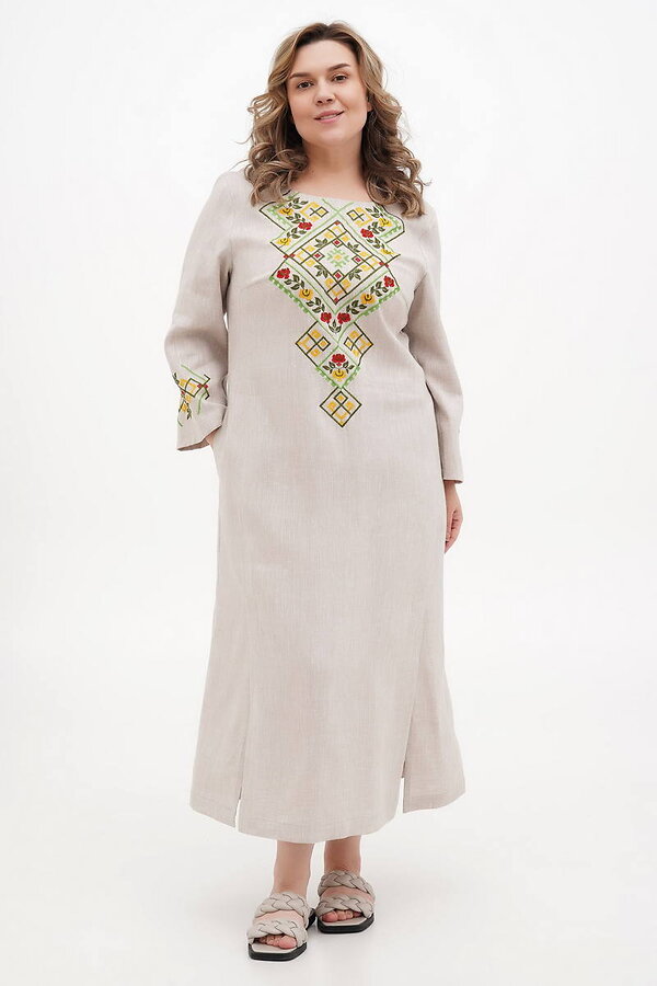 Long linen dress Vatra gray