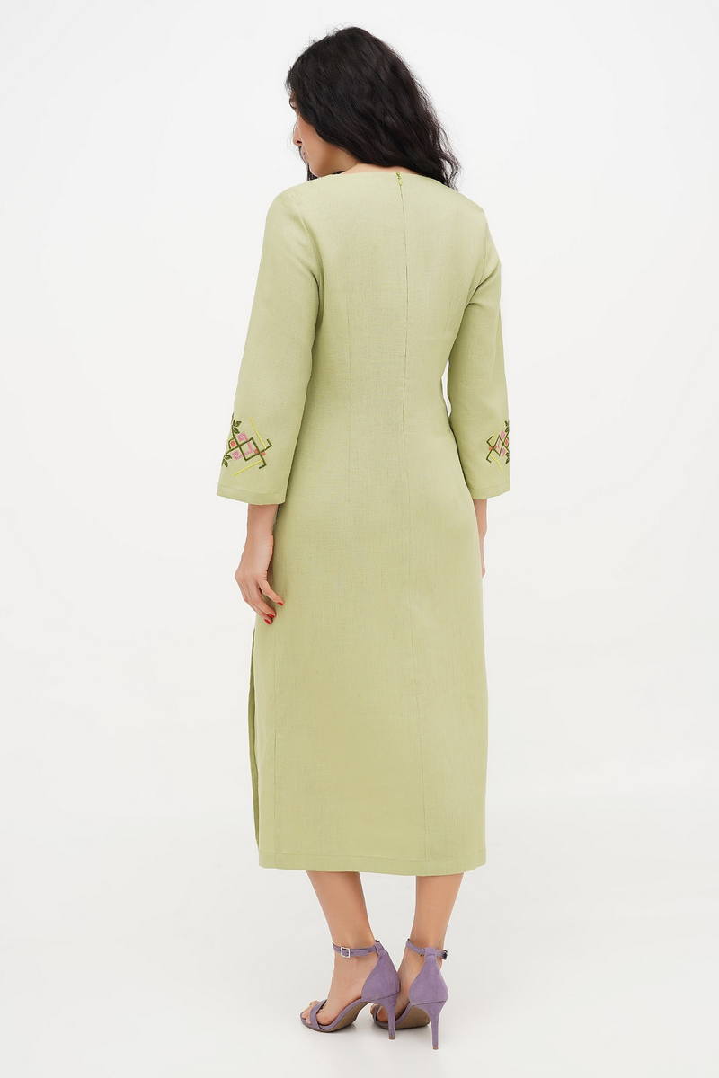 Long linen dress Vatra light green