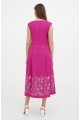 Long pink linen dress embroidered with Vitalina