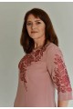 Rose, pink-beige embroidered dress