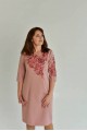 Rose, pink-beige embroidered dress