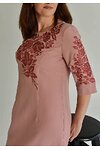 Rose pink-beige embroidered dress