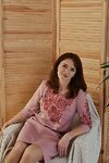 Rose pink-beige embroidered dress