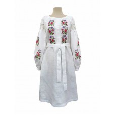 Настуся, женская вышиванка-платье белое