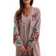 Autumn rose, women's cappuccino dress with embroidery