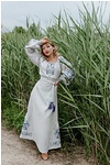 Женское длинное вышитое платье светло-серое, Леля, 44