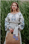 Женское длинное вышитое платье светло-серое, Леля, 44