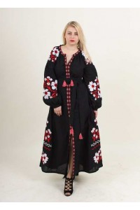 Паризький букет, жіноче вишите плаття чорне