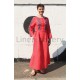 Ashley, red embroidered linen dress