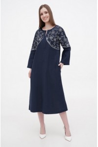 Women's dark blue Khrystyna embroidered dress