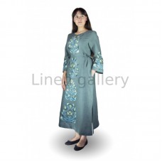 Тиса бірюза, платье женское льняное с вышивкой