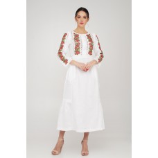 Dress linen long embroidered Ashley